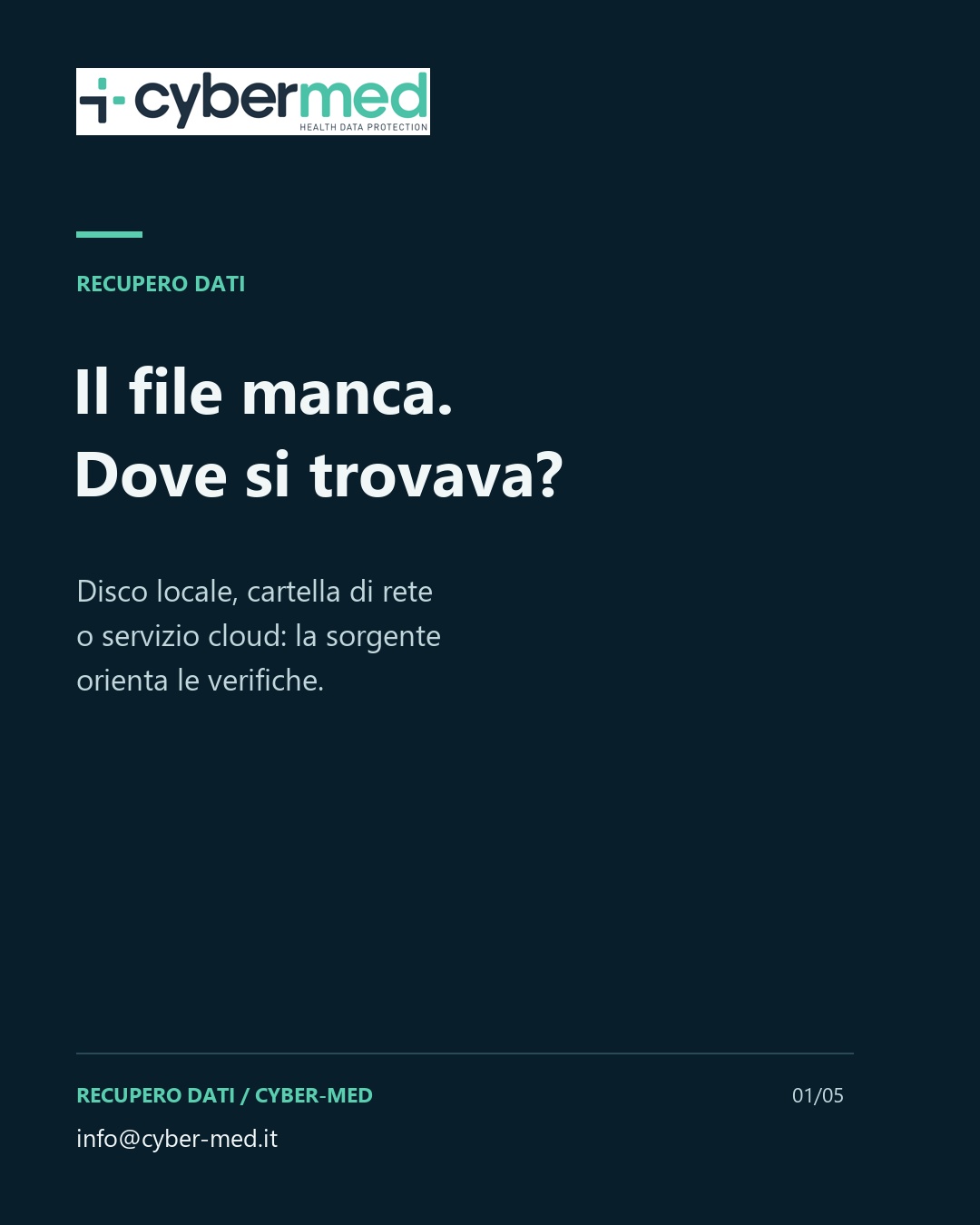 The file is missing. Where was it stored? Local drive, network folder or cloud service: the source guides the checks.