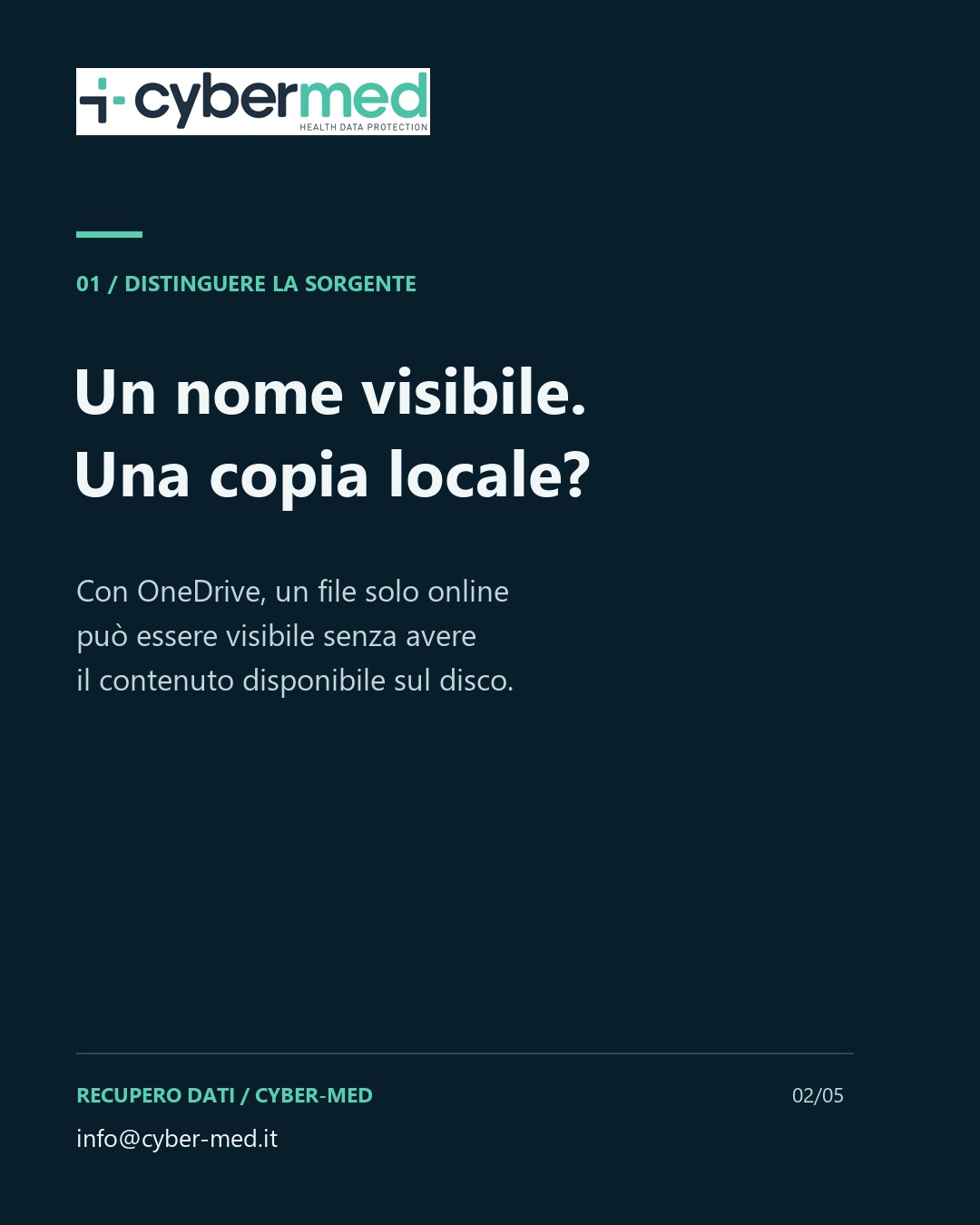 A visible name. A local copy? With OneDrive, an online-only file can be visible without its content being available on the drive.