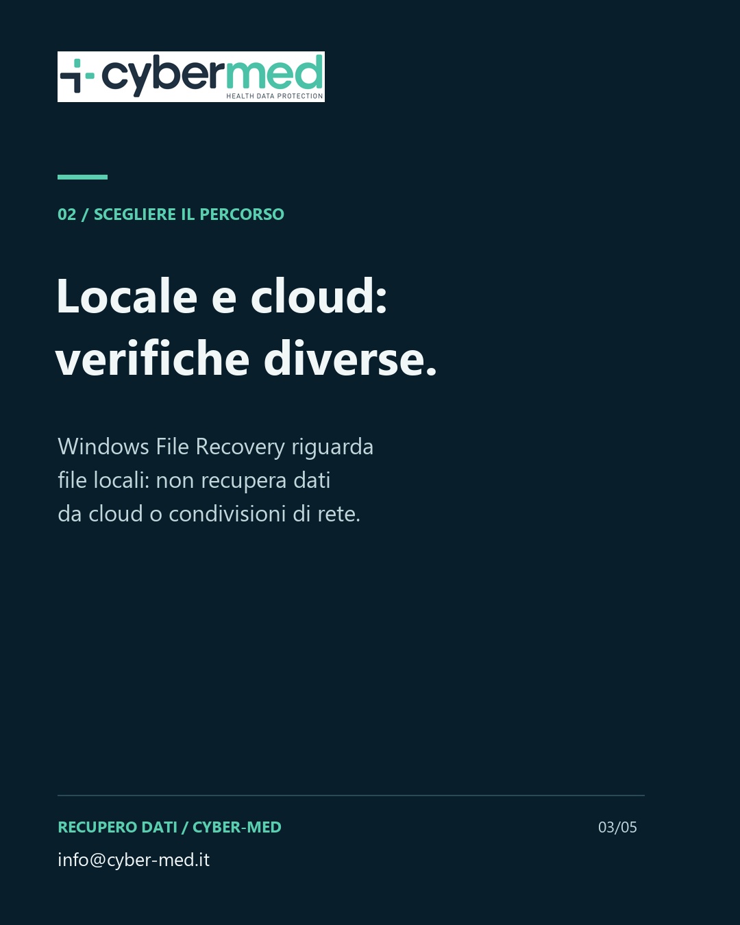 Local and cloud need different checks. Windows File Recovery concerns local files: it does not recover data from cloud storage or network shares.
